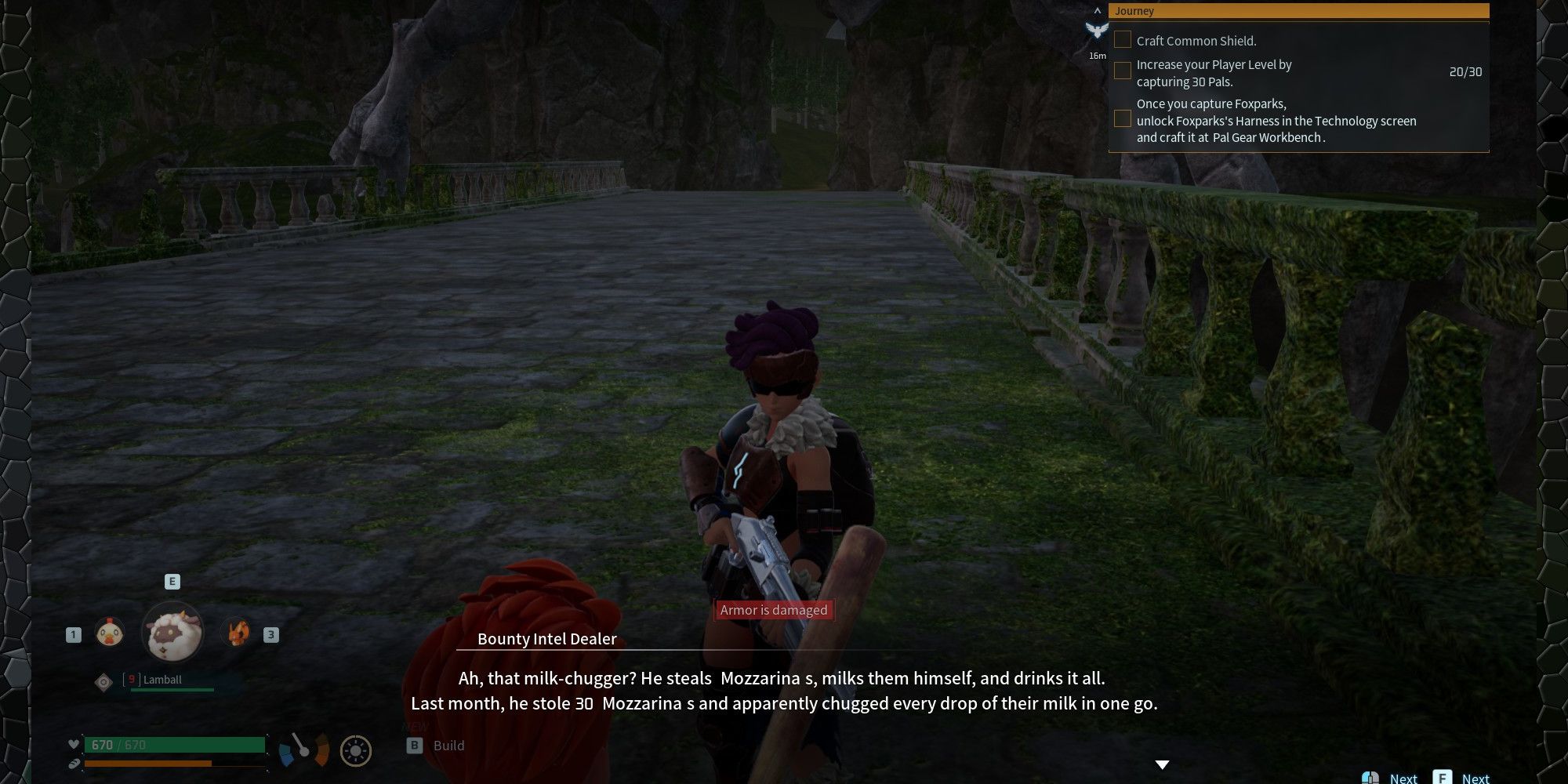 A Palworld Bounty Intel Dealer describing a target.