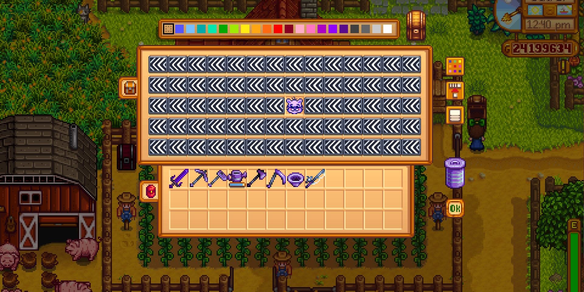 Image of the Big Chest storing a ton of items in Stardew Valley.