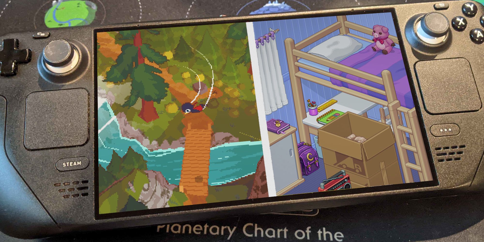 Thumbnail for the Best Cozy Games on Steam Deck article, featuring A Short Hike and Unpacking.