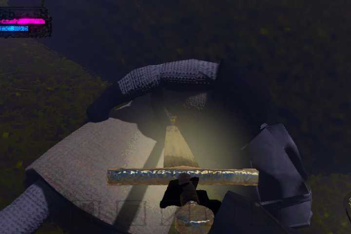 A player seemingly having just killed the wounded knight with Excalibur. 