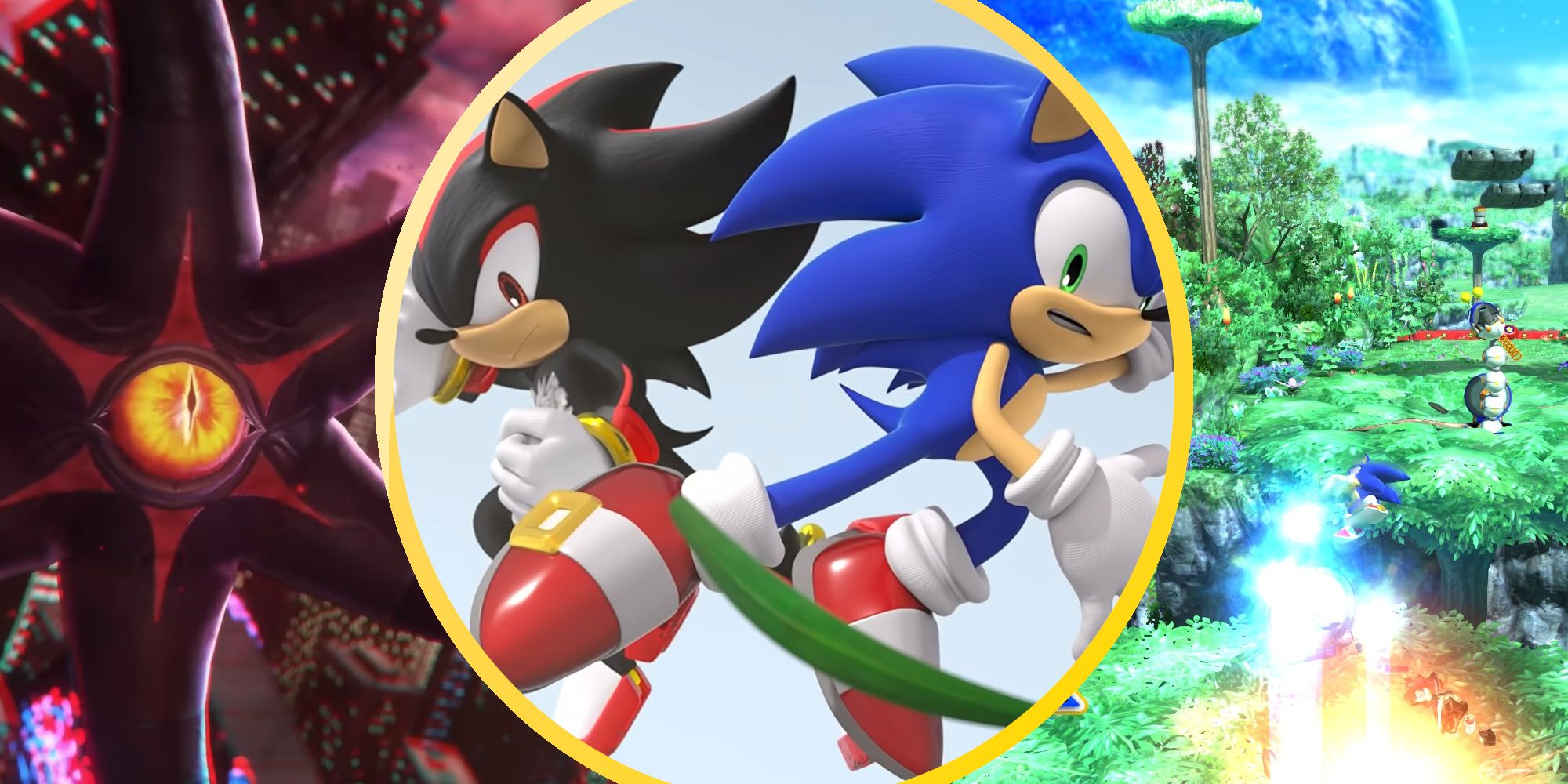 Thumbnail for the Games Featured in Sonic X Shadow Generations article, featuring Sonic, Shadow, Black Doom and Planet Wisp.
