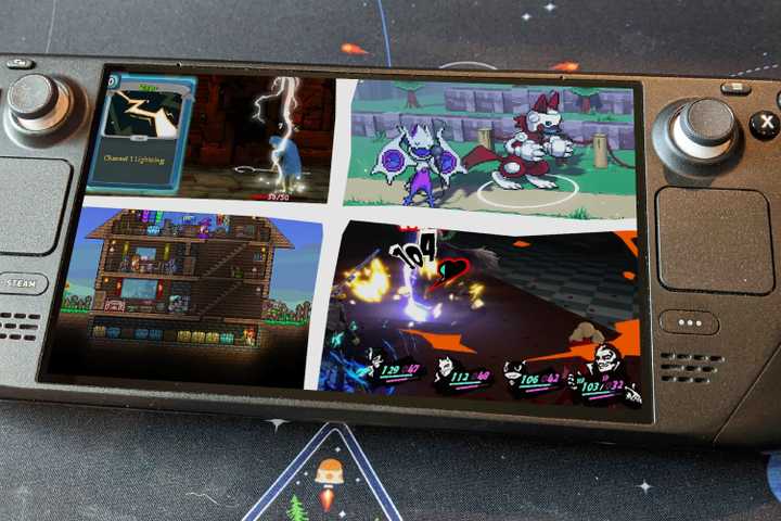 Thumbnail for the Best RPGs on Steam Deck article, featuring Slay the Spire, Cassette Beasts, Terraria, and Persona 5 Royal.